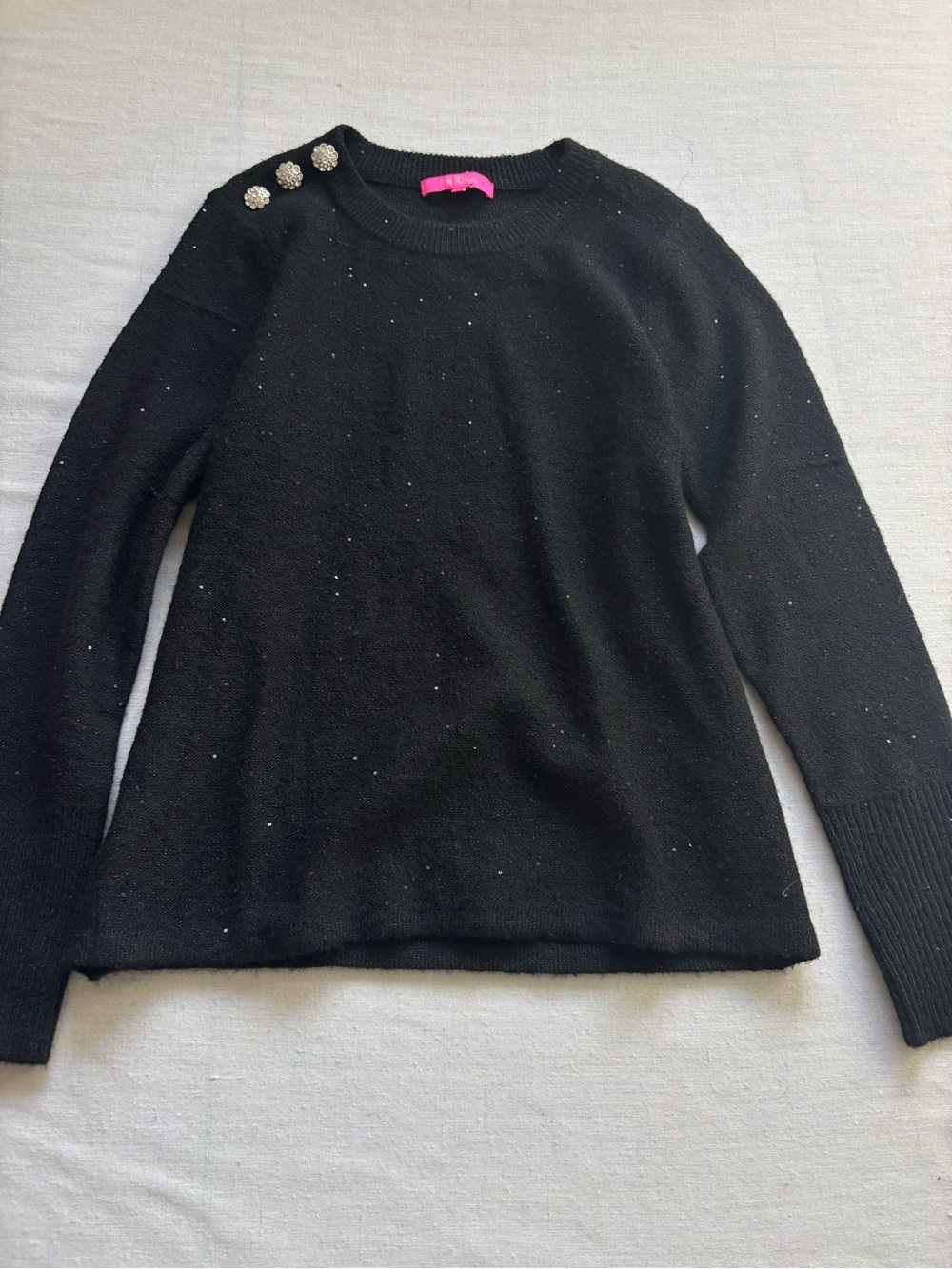 Lilly Pulitzer Morgen Sweater Onyx Metallic Black Sparkle Pullover Size L